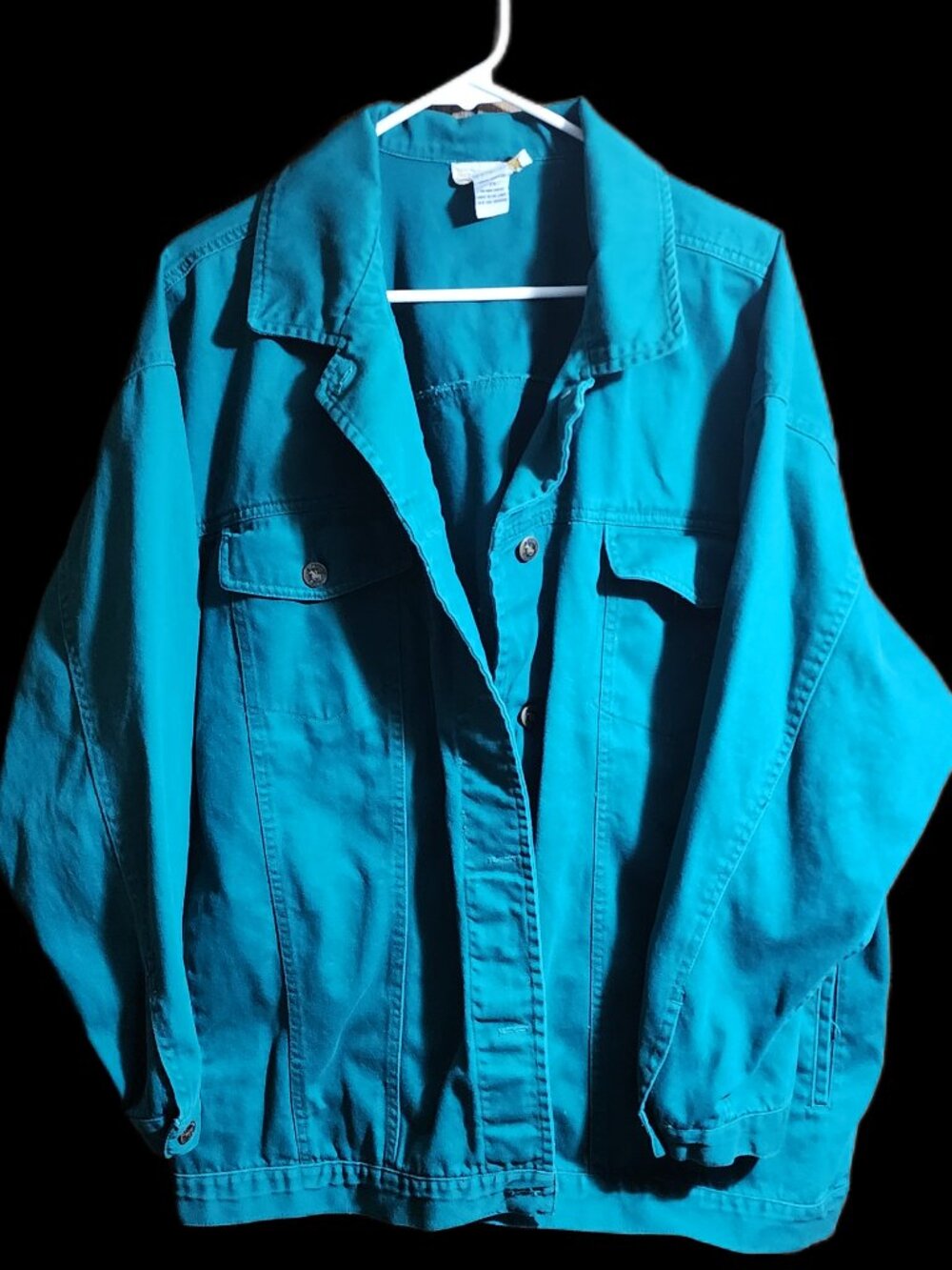 Hunters Run Vintage Teal Green 100% Cotton Heavy Denim Jacket Size 2X